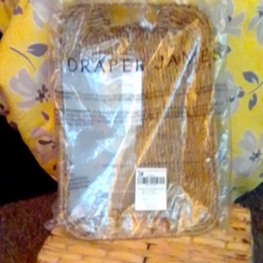 Draper James woven tray. Still in package 15in × 10in light wooden color